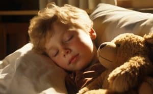 A male child sleeps to be healthy. 