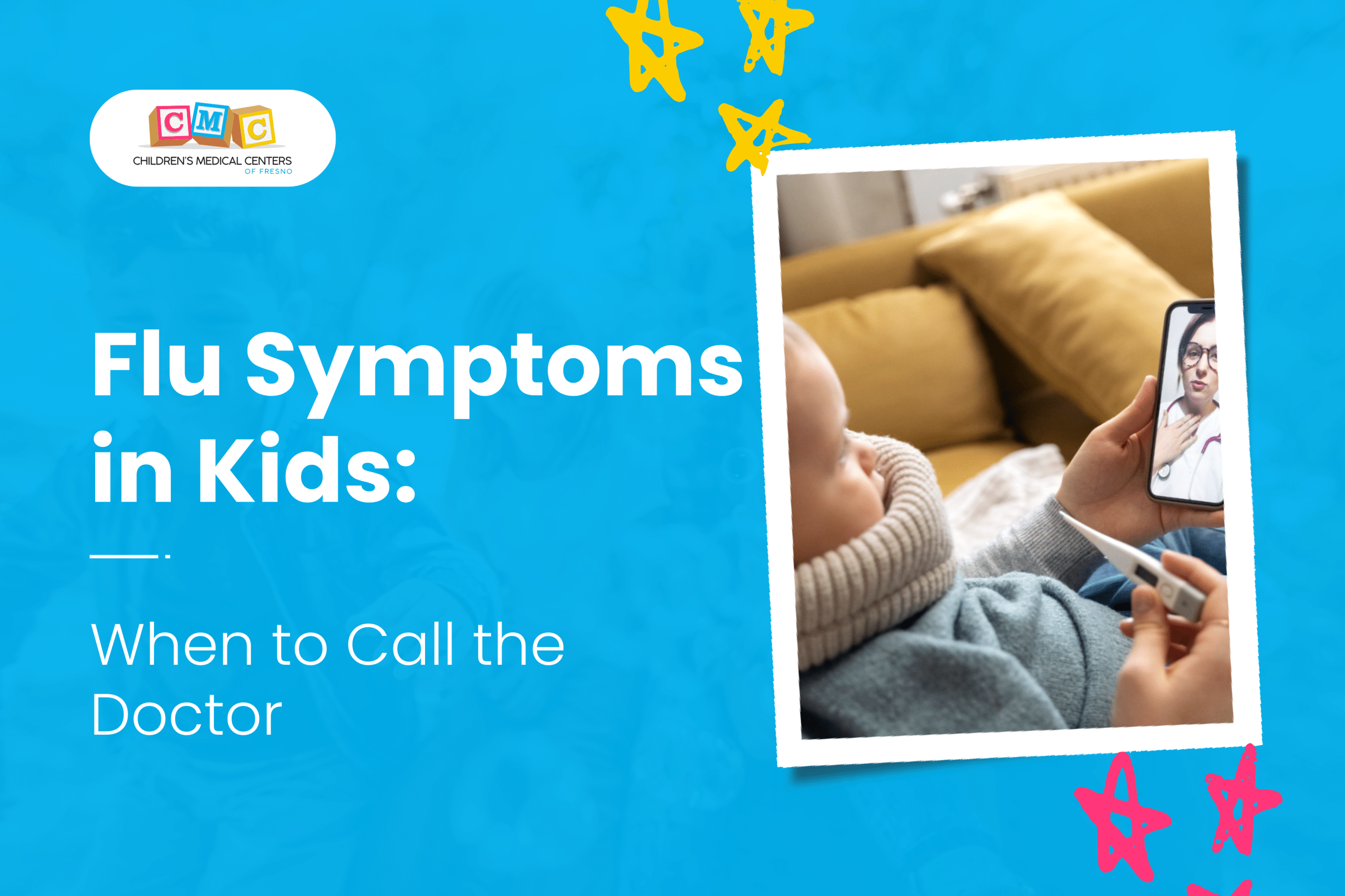 A parent inquires about flu symptoms with their pediatrician through a telemedicine appointment.