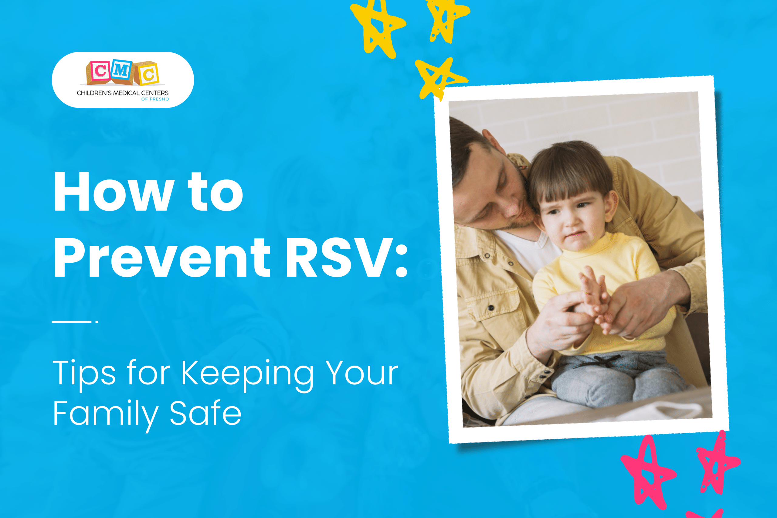 To promote RSV prevention habits, a father teaches his child how to use their hand sanitizer.