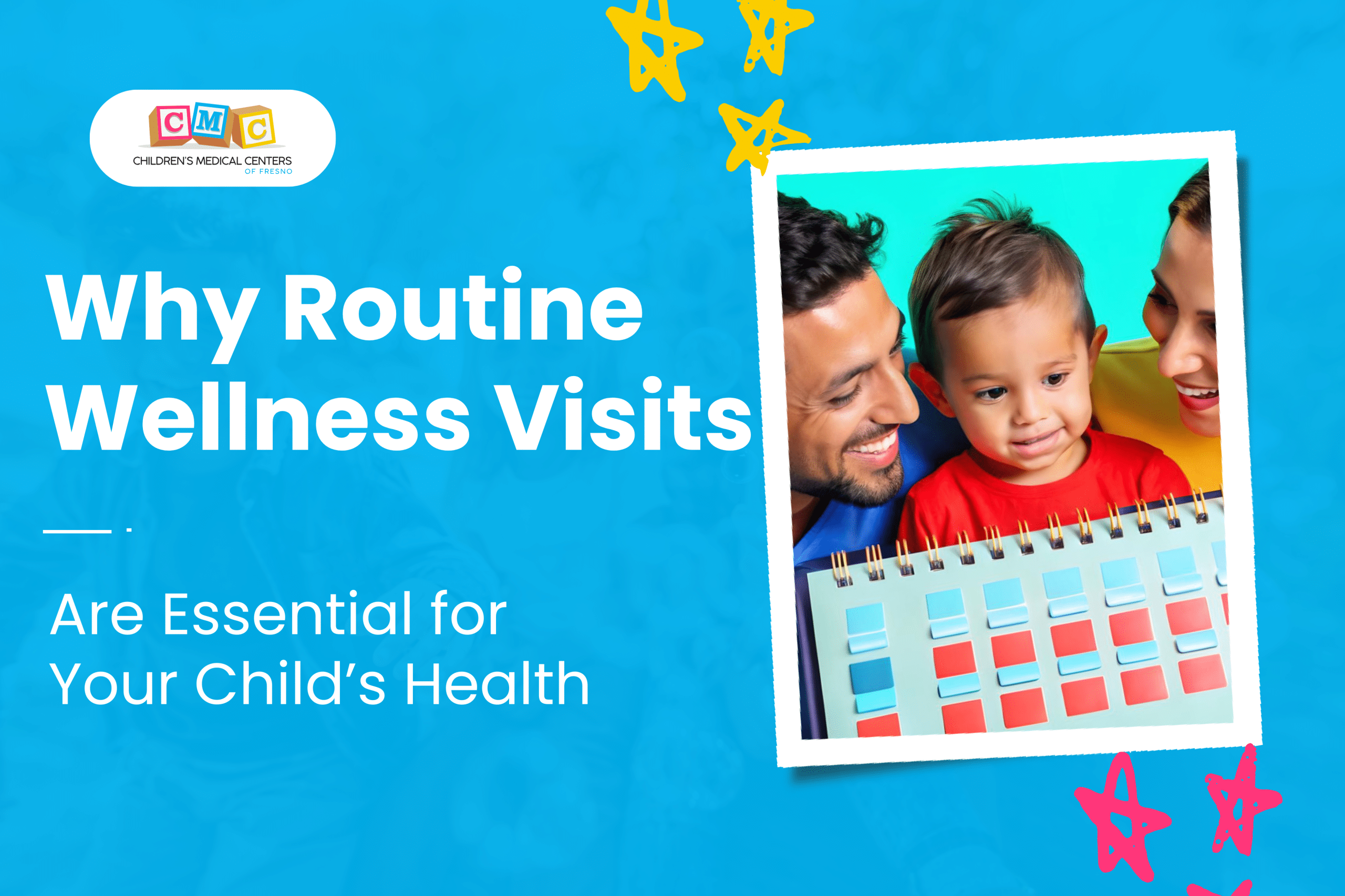 Parents planning routine wellness visits for kids with a calendar.
