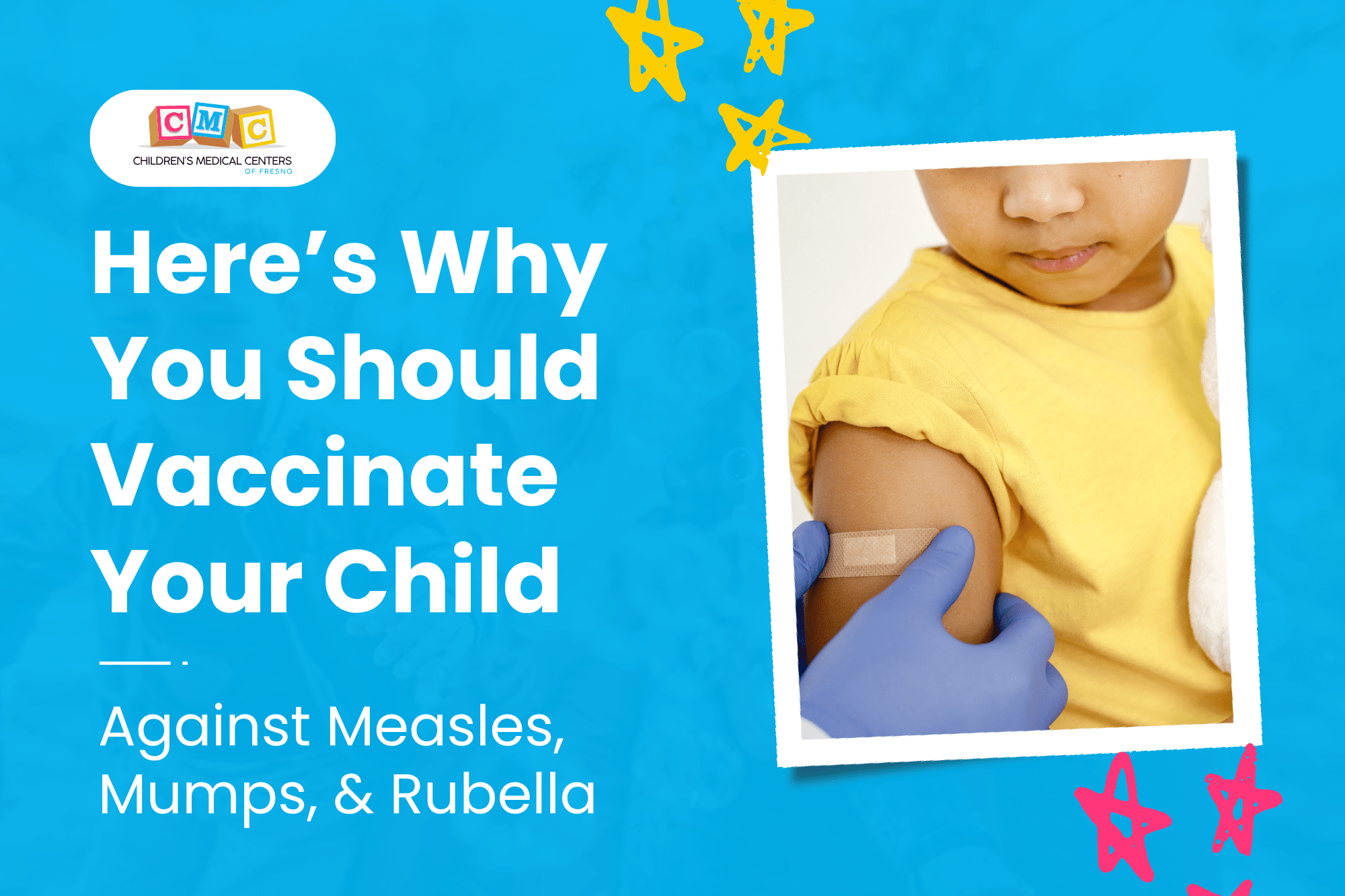 A nurse puts a Band-Aid on a child’s arm after giving the measles vaccine.