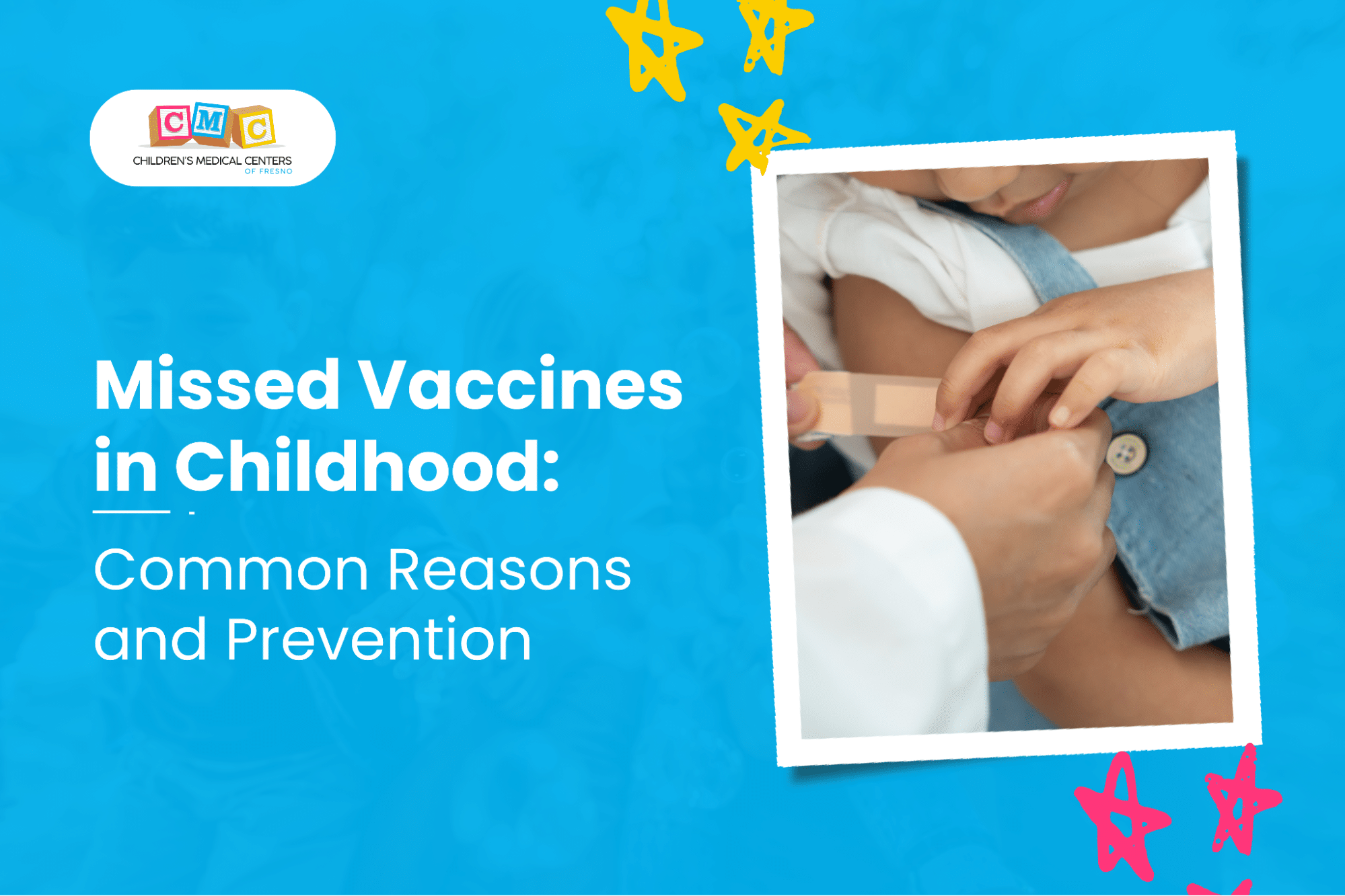 Child is receiving immunizations to keep up with the vaccination schedule provided by CMCFresno.