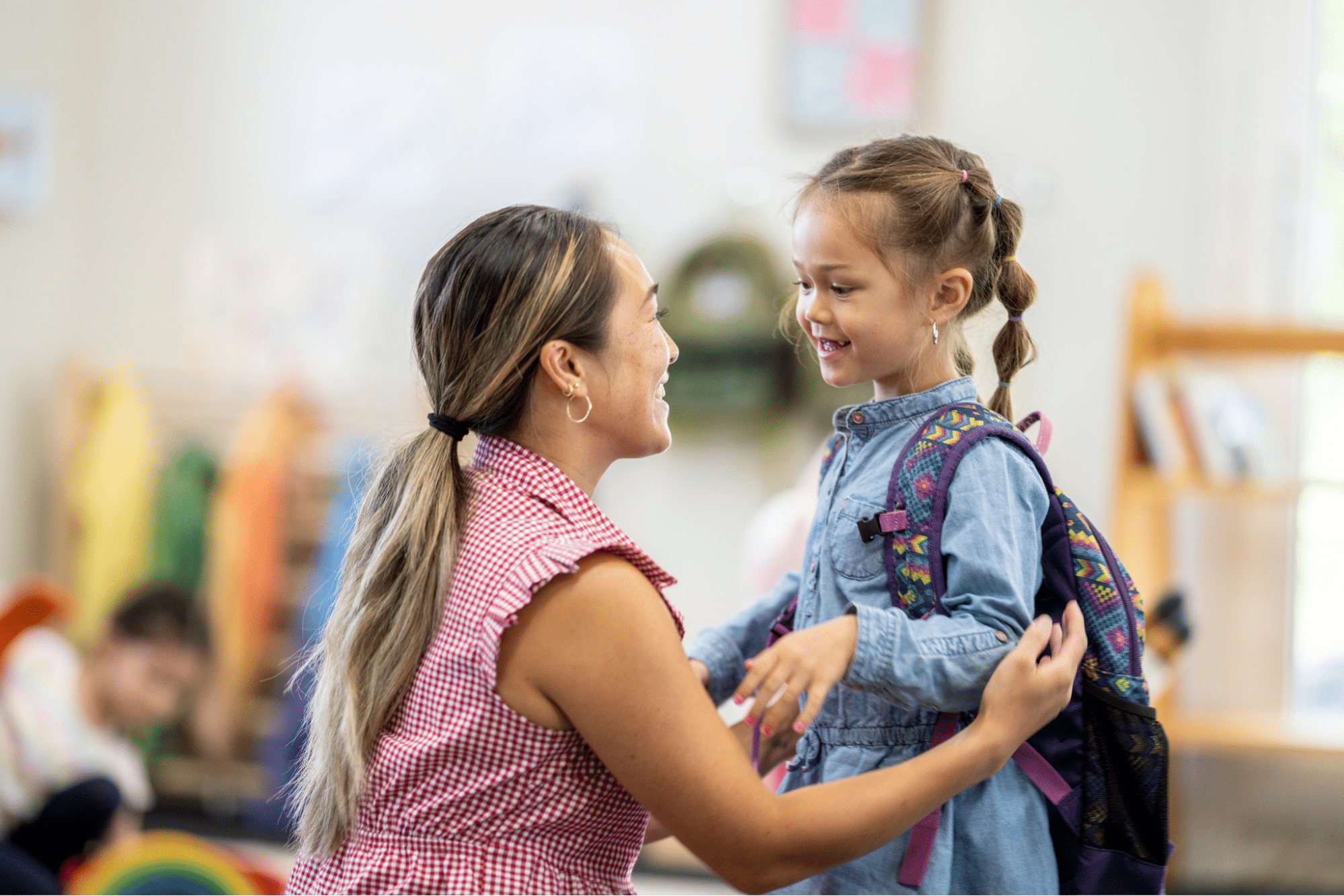 After addressing anxiety in kids with the proper guidance, the kid becomes excited about attending school. 