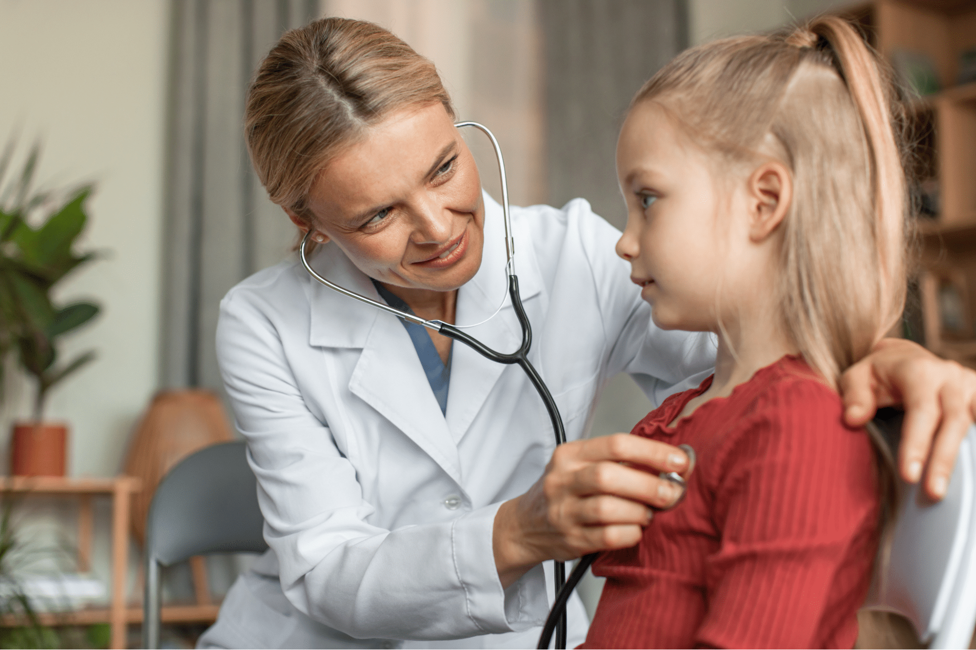 CMCFresno pediatrician examining a young child to confirm if she has pediatric breathing problems.